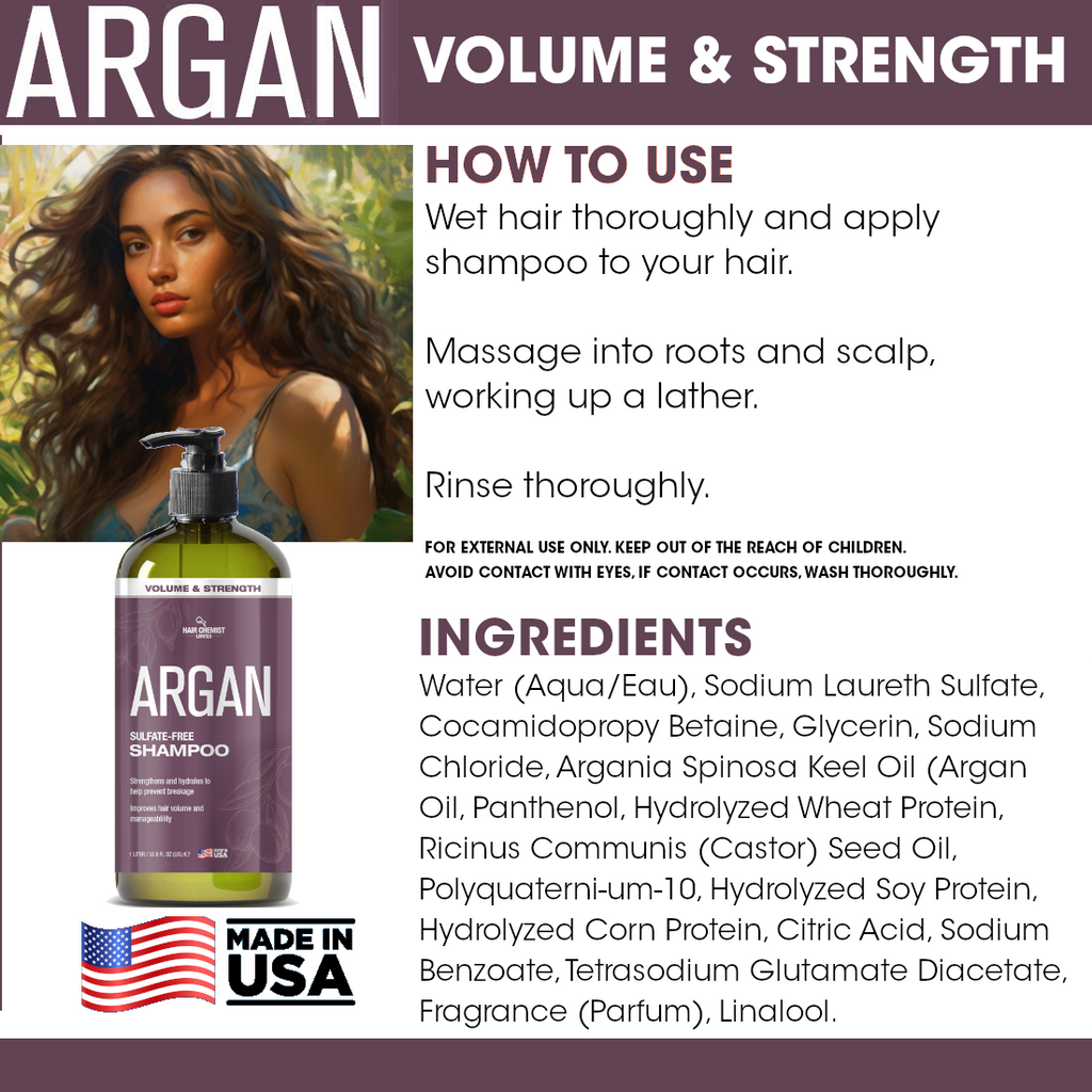 Hair Chemist Volume & Strength Sulfate-Free Argan Shampoo 33.8 oz.