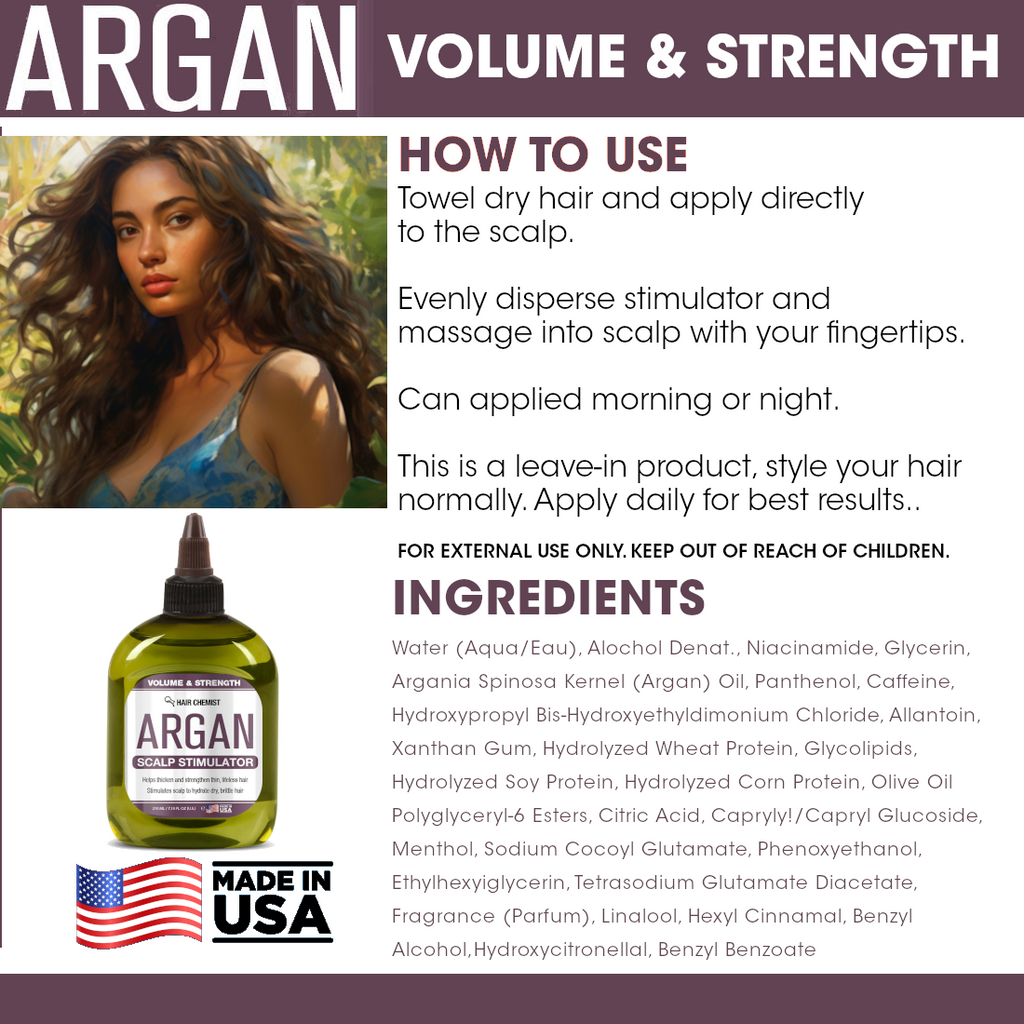 Hair Chemist Volume & Strength Argan Scalp Stimulator 7.1 Ounces.