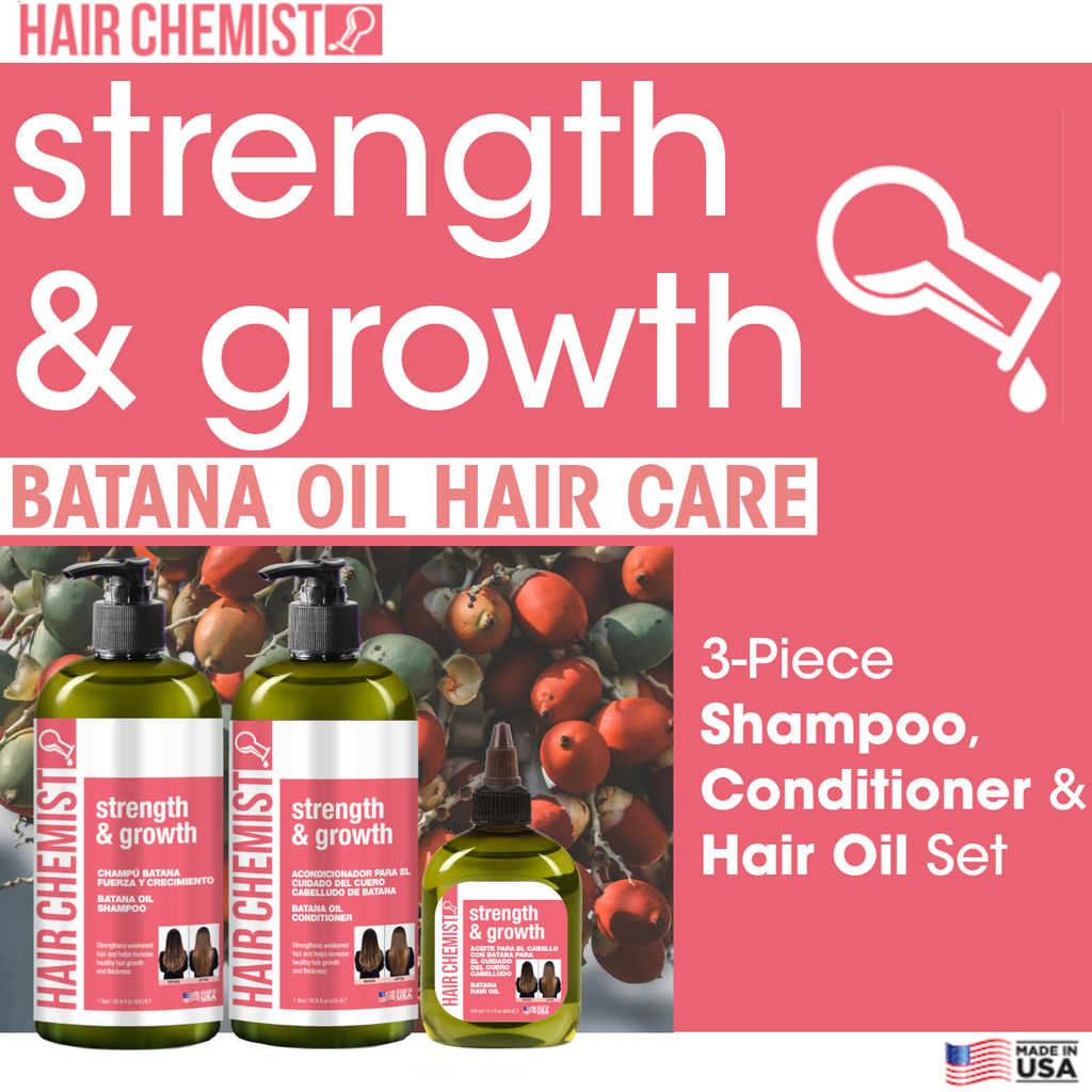 Hair Chemist Strength & Growth Batana Oil Shampoo 33.8 oz., Conditioner 33.8oz. and Hair Oil 7.1oz. (3-PC Set)