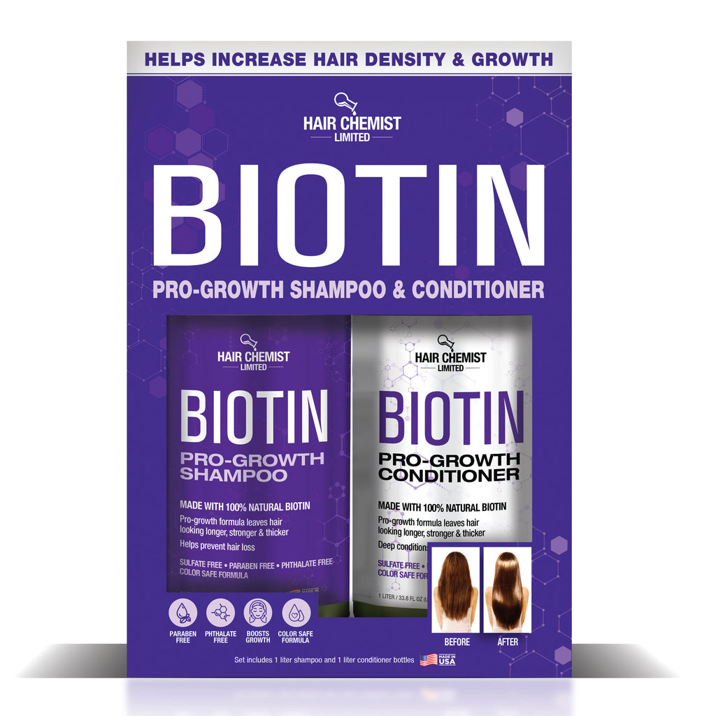Hair Chemist Biotin Pro-Growth Shampoo & Conditioner Gift Box- Includes 33.8oz Shampoo & 33.8oz Conditioner