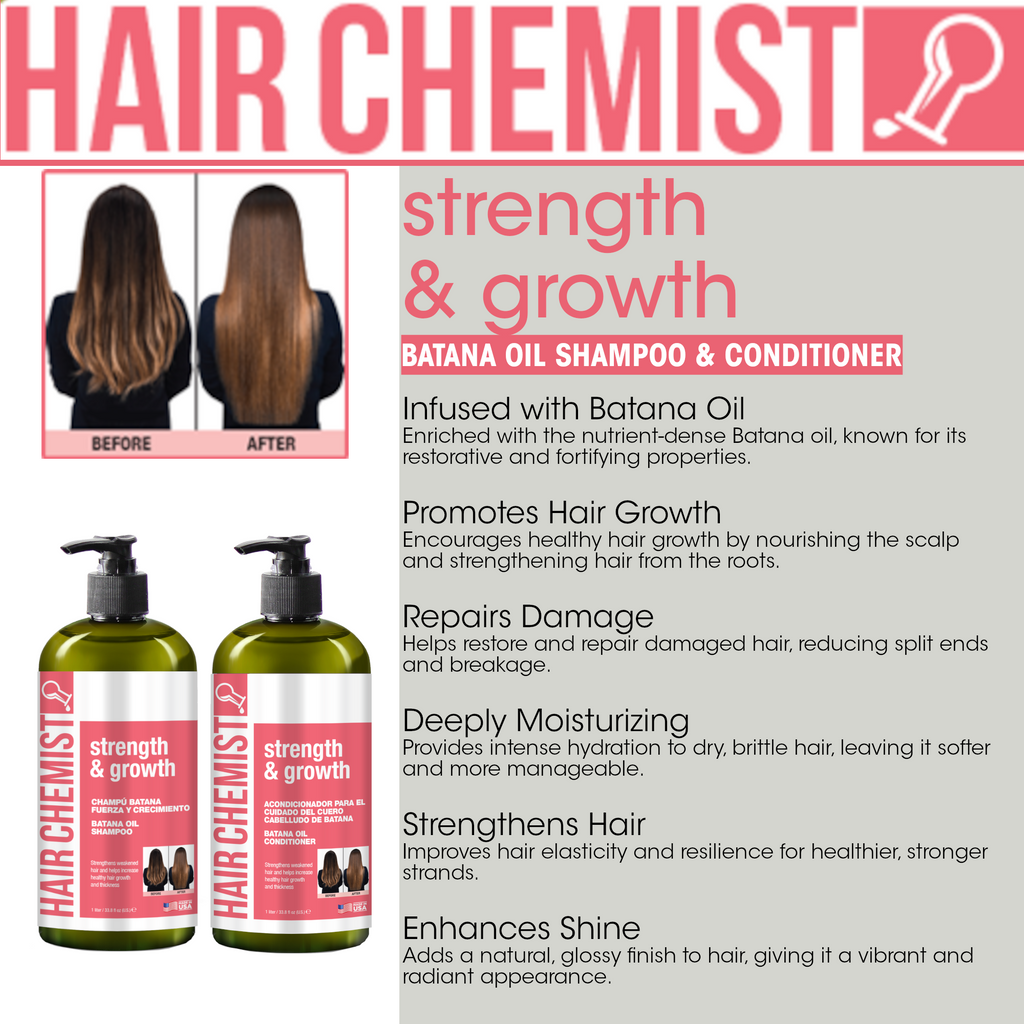 Hair Chemist Strength & Growth Batana Oil Shampoo 33.8 oz. & Conditioner 33.8oz 2-PC BOXED GIFT SET