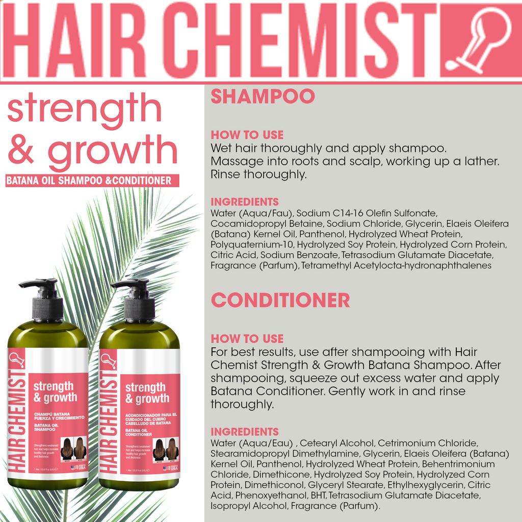 Hair Chemist Strength & Growth Batana Oil Shampoo 33.8 oz. & Conditioner 33.8oz 2-PC BOXED GIFT SET