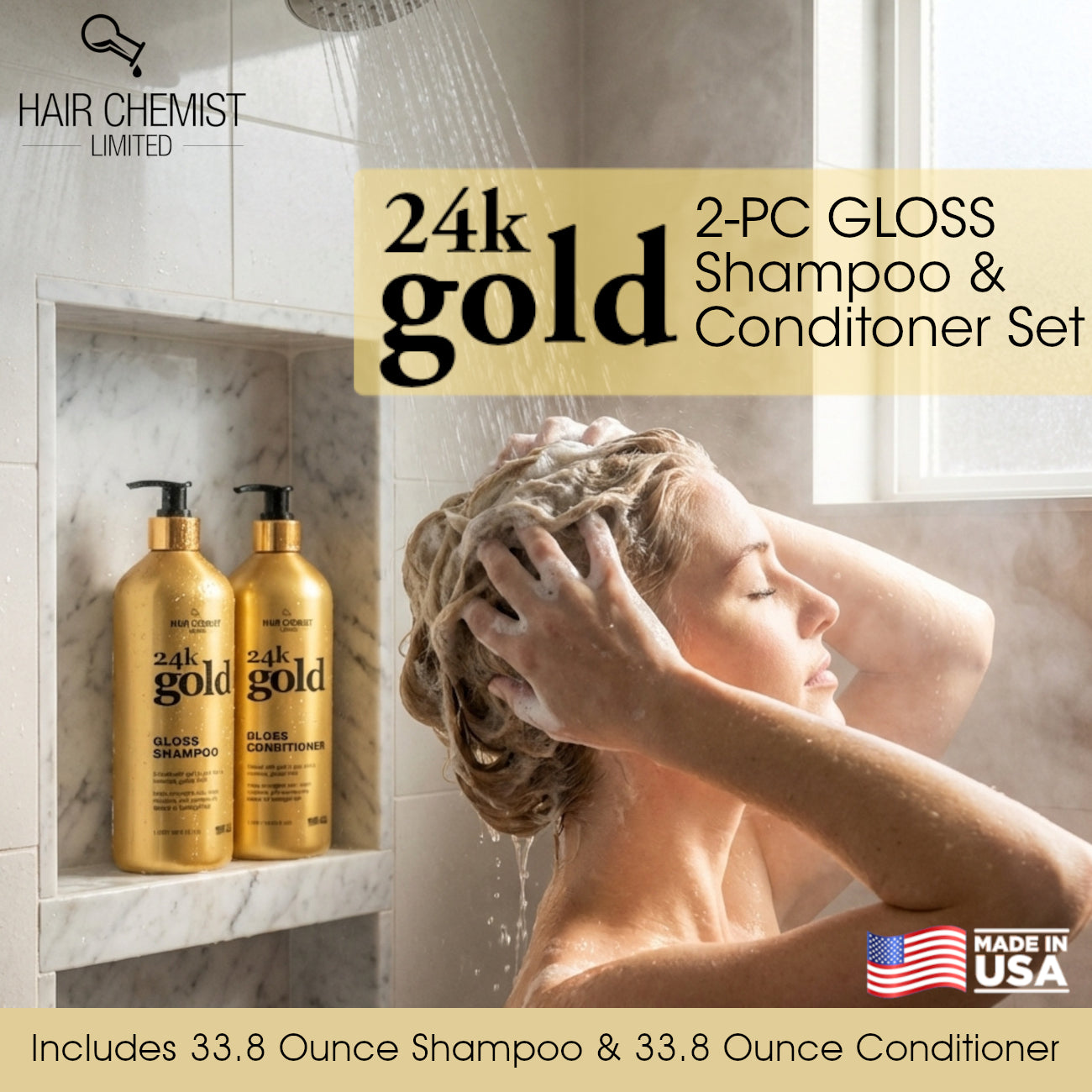 Hair Chemist 24K Gold Shampoo & Conditioner 16.9 Ounce 2-PC Set