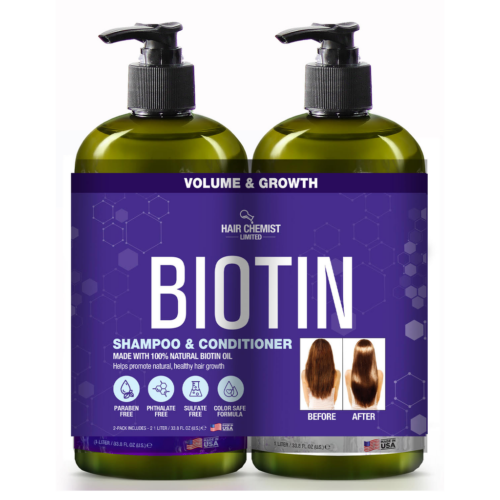 Hair Chemist Biotin Pro-Growth Shampoo & Conditioner Gift Set- Includes 33.8oz Shampoo & 33.8oz Conditioner