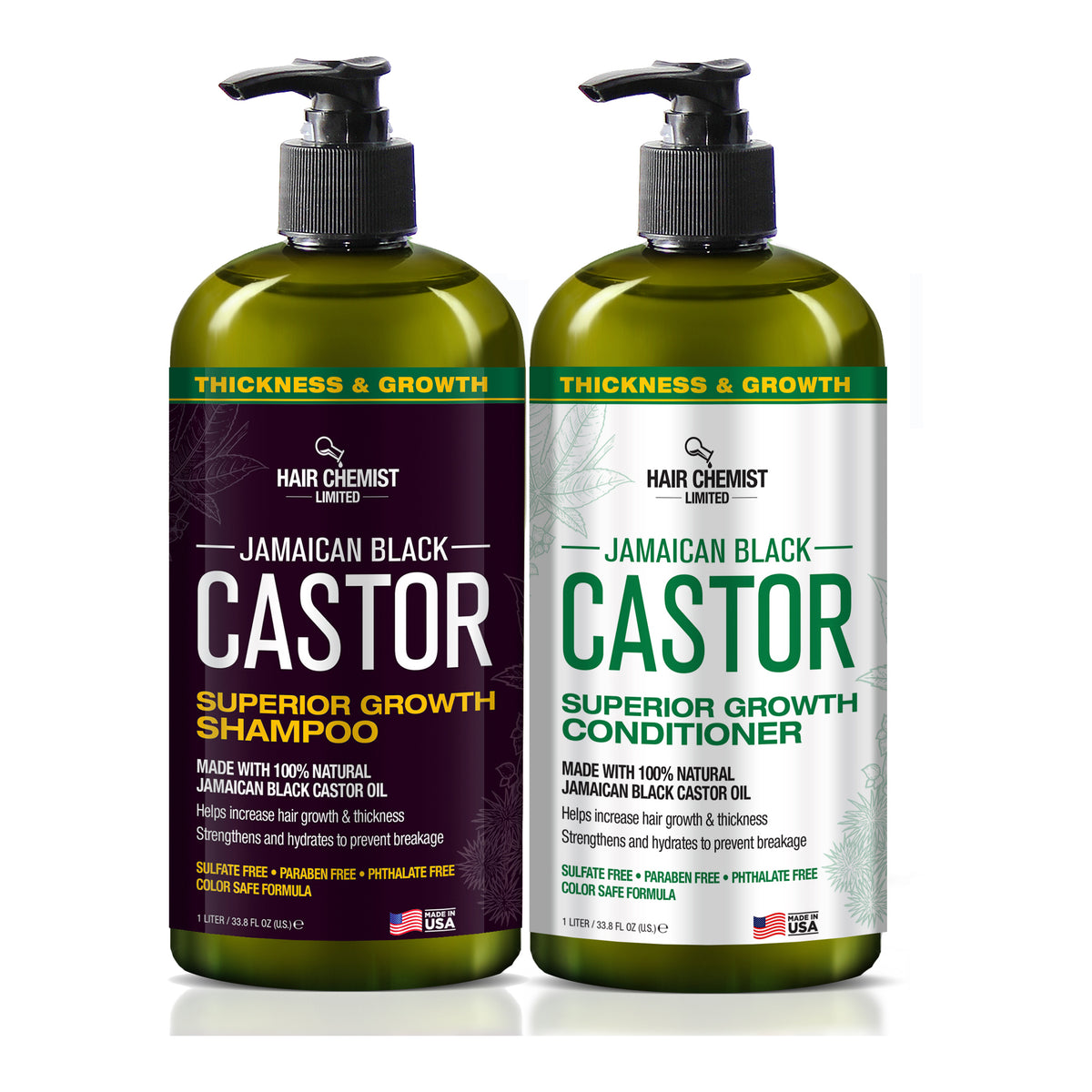 Hair Chemist Jamaican Black Castor Shampoo Conditioner 33oz 2PC Set Hair Chemist Revitalizing Hair Care