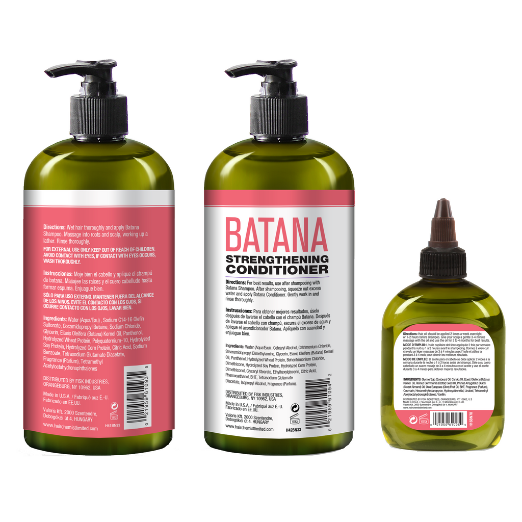 Hair Chemist Batana Strengthening Shampoo Conditioner, Hair Oil Set. (3-PC SET)