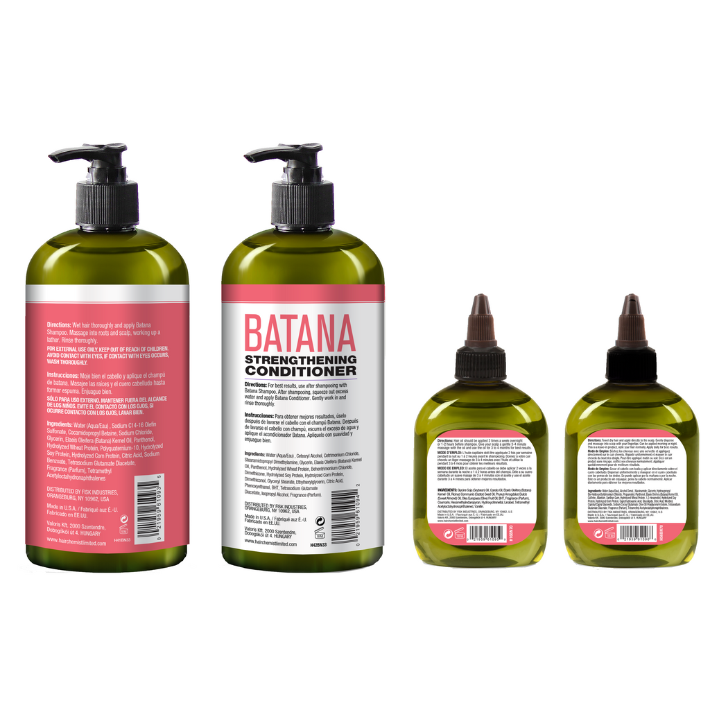 Hair Chemist Batana Strengthening Shampoo+Conditioner Large 4-PC Hair Care Set