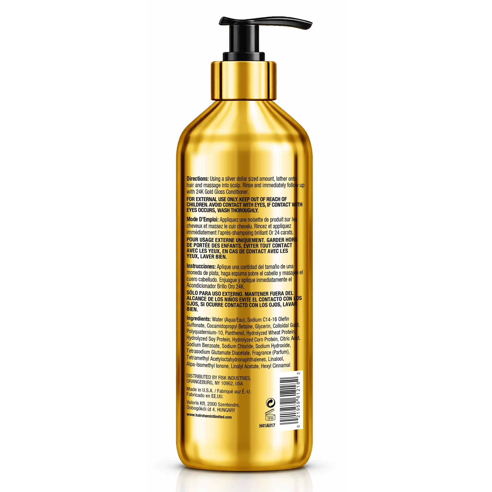 Hair Chemist 24k Gold Gloss Shampoo 16.9 Ounces