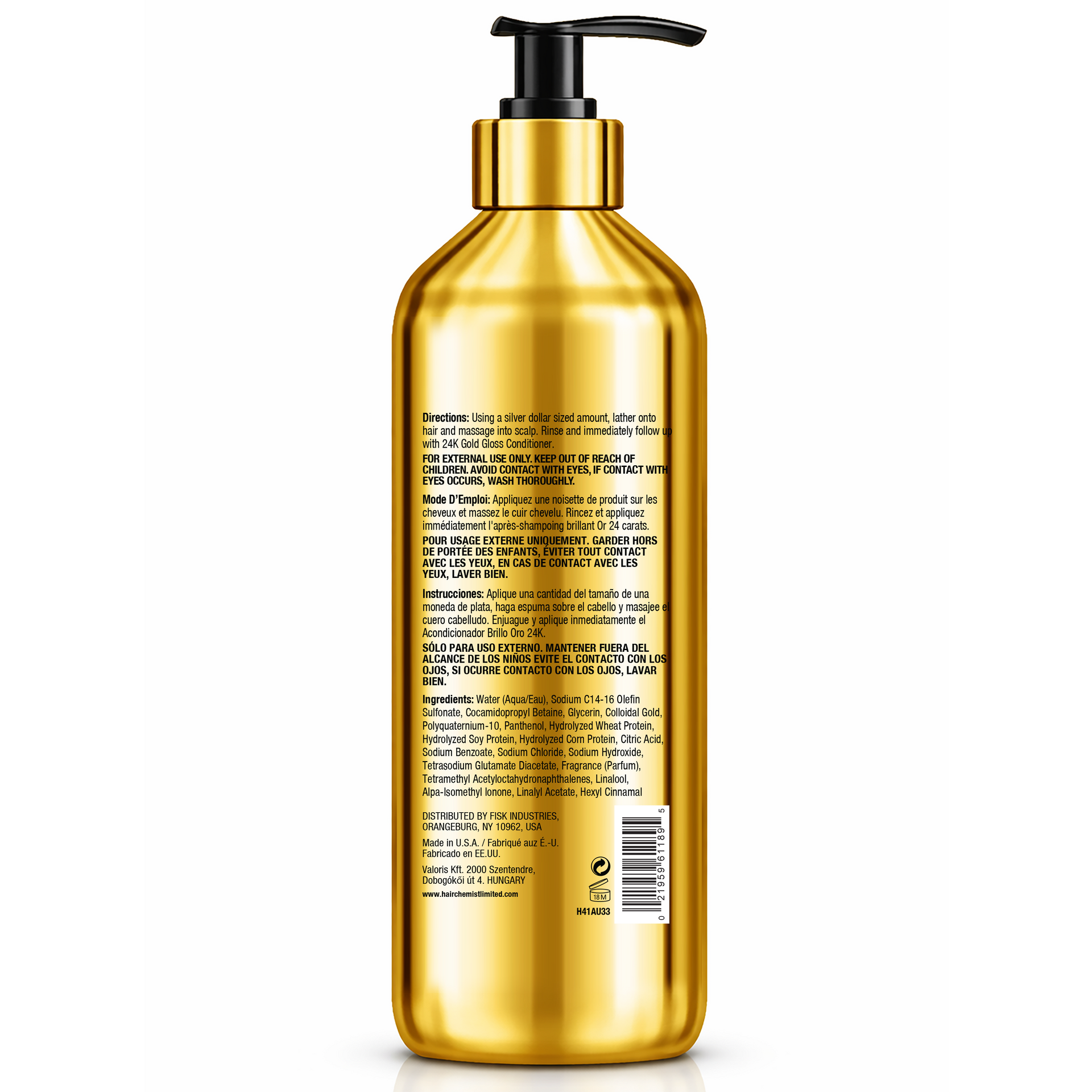 Hair Chemist 24k Gold Gloss Shampoo 33.8 Ounces