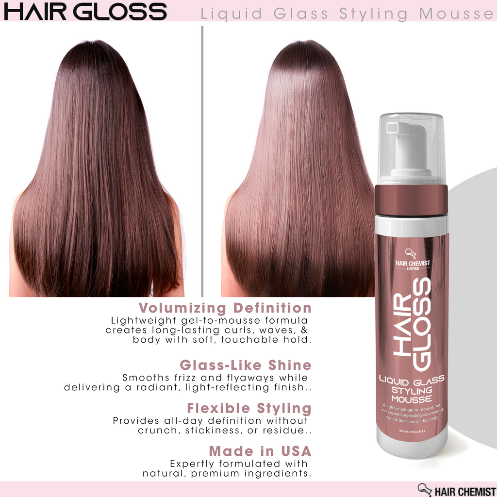 Hair Chemist Hair Gloss Liquid Glass Styling Mousse 8 oz.