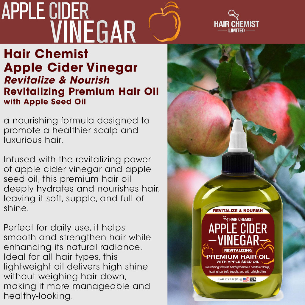 Hair Chemist Apple Cider Vinegar Revitalize & Nourish Revitalizing Premium Hair Oil with Apple Seed Oil 7.1 Ounce