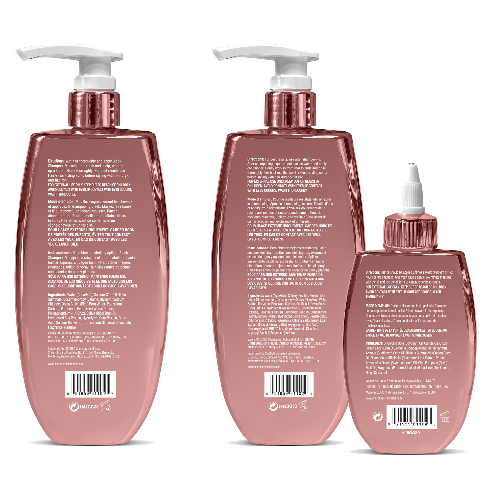 Hair Chemist Hair Gloss Liquid Glass 3-PC Shine & Protect Set - Includes 33.8oz Shampoo, 33.8oz Conditioner & 8oz Hair Oil Set (3-PC SET)