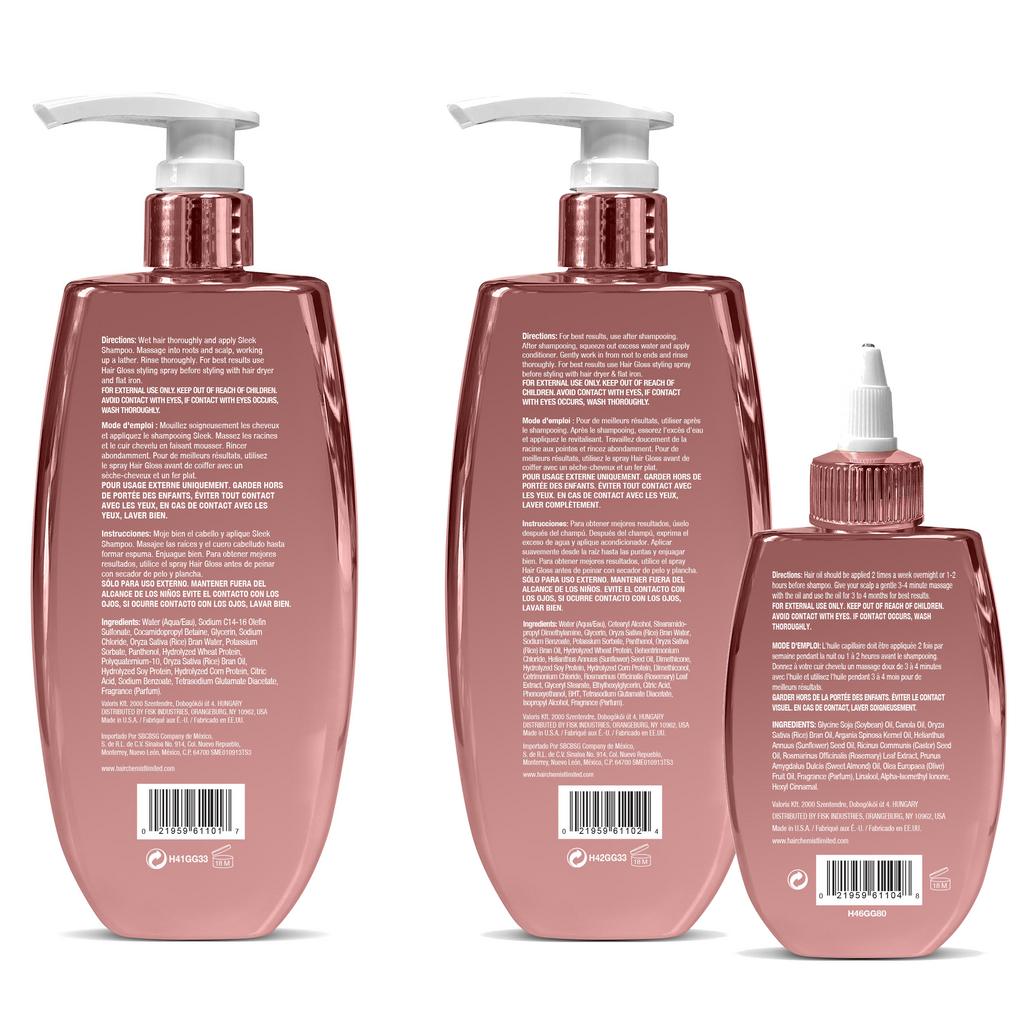 Hair Chemist Hair Gloss Liquid Glass 3-PC Shine & Protect Set - Includes 33.8oz Shampoo, 33.8oz Conditioner & 8oz Hair Oil Set (3-PC SET)