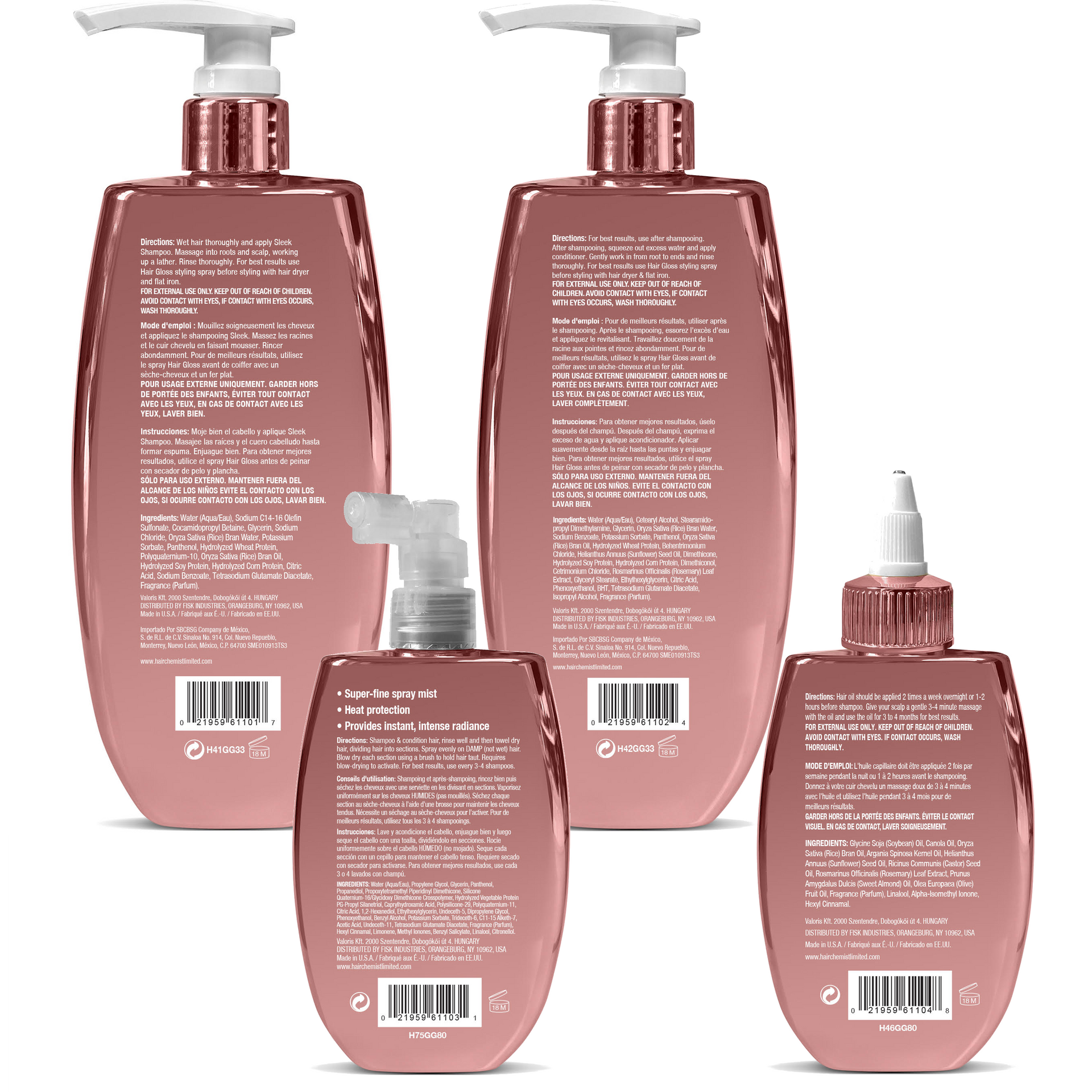 Hair Chemist Hair Gloss Liquid Glass 3-PC Style & Shine Set - Includes 33.8oz Shampoo, 33.8oz Conditioner & 8oz Styling Spray Set (3-PC SET)