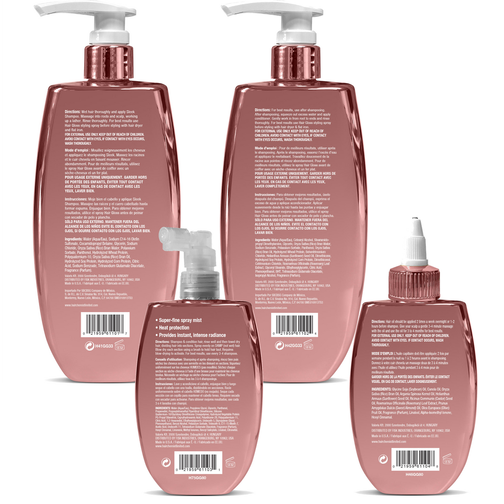 Hair Chemist Hair Gloss Liquid Glass 3-PC Style & Shine Set - Includes 33.8oz Shampoo, 33.8oz Conditioner & 8oz Styling Spray Set (3-PC SET)