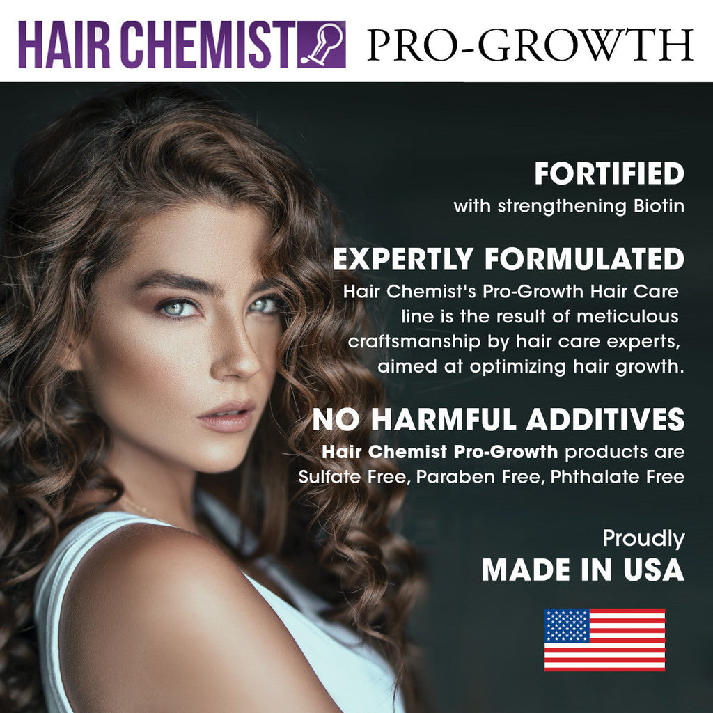 Hair Chemist Pro-Growth with Biotin Ultimate 4PC Shampoo & Conditioner Set- Includes 33.8oz Shampoo, 33.8oz Conditioner, 7.1oz Scalp Stimulator AND 7.1oz Hair Oil