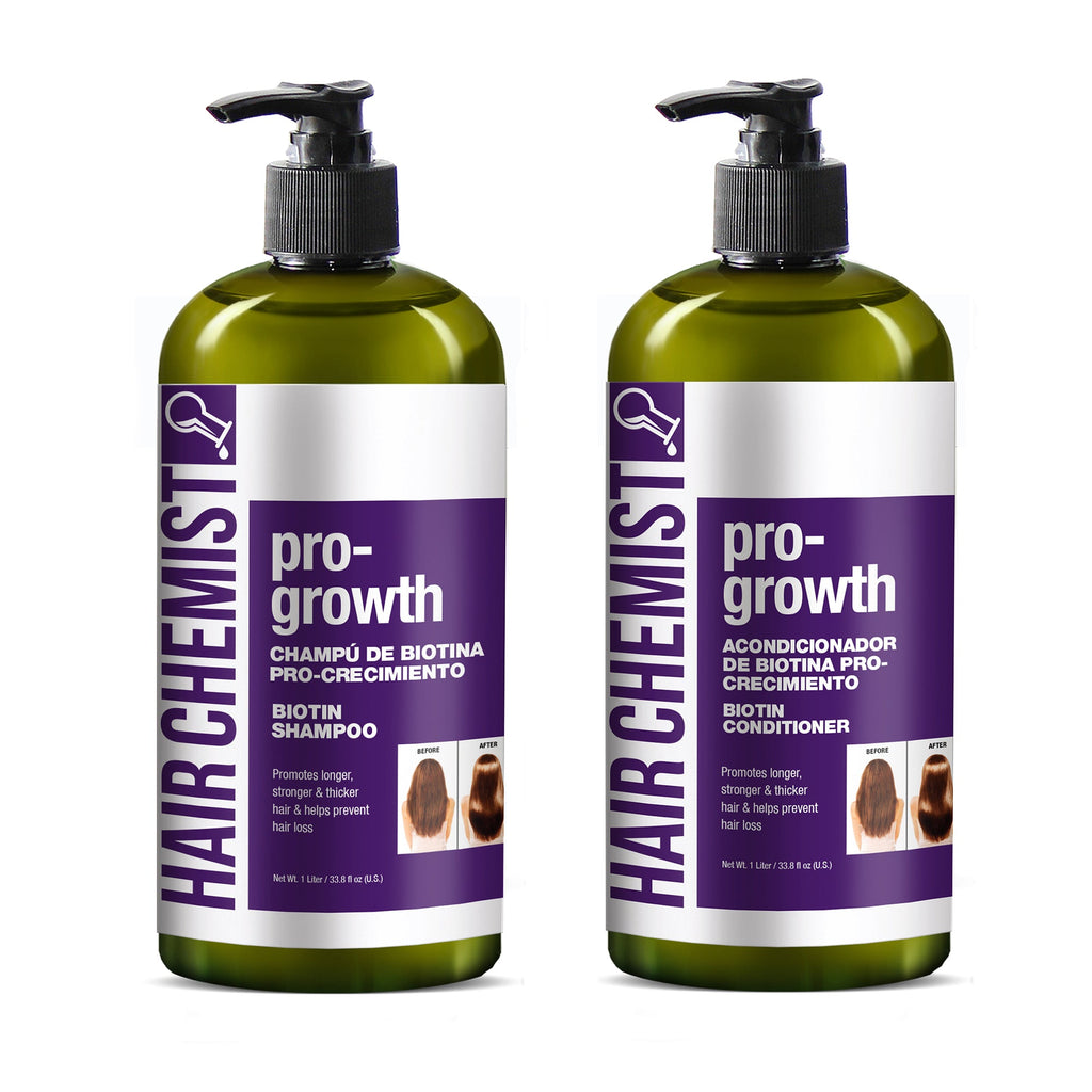 Hair Chemist Pro-Growth with Biotin Shampoo, Conditioner & Scalp Stimulator Set - Includes 33.8oz Shampoo, 33.8oz Conditioner & 7.1oz Scalp Stimulator