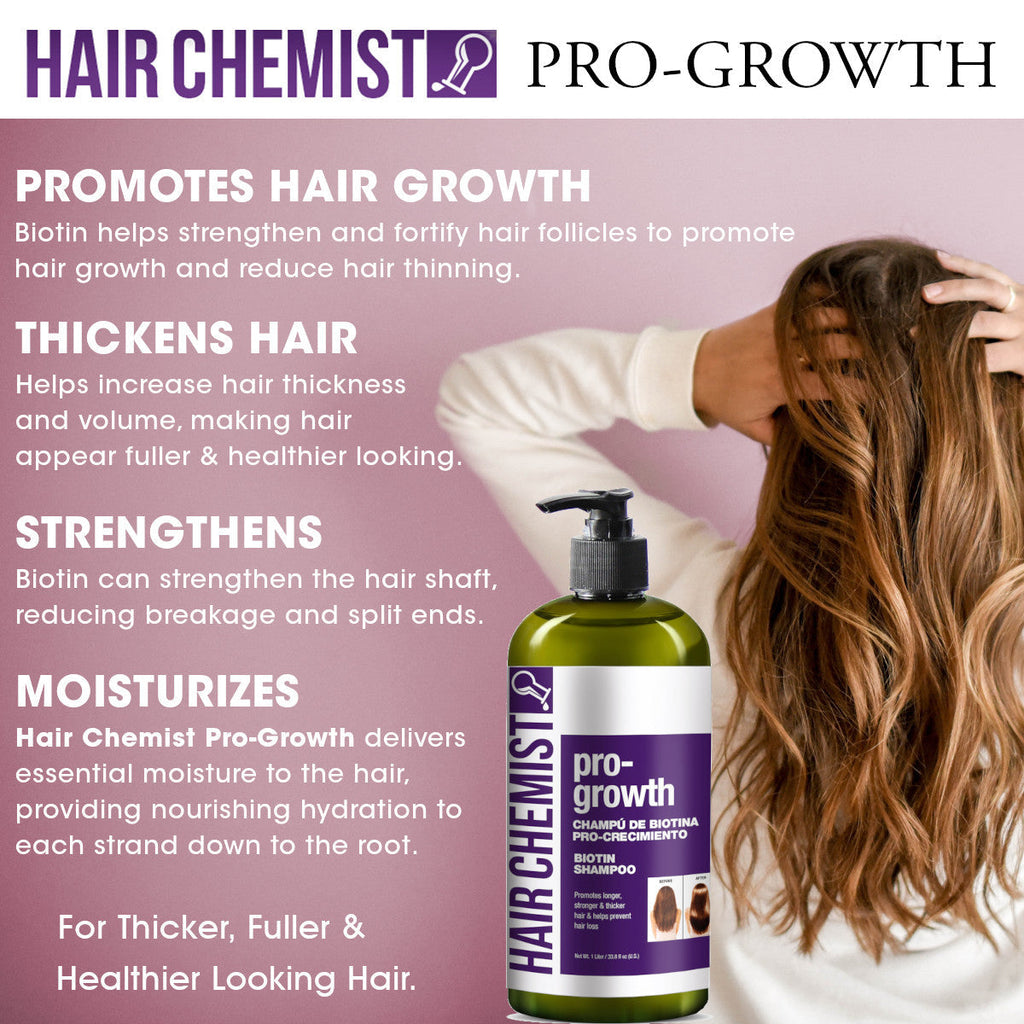 Hair Chemist Pro-Growth with Biotin Shampoo, Conditioner & Hair OIl Set- Includes 33.8oz Shampoo, 33.8oz Conditioner, 7.1oz Scalp Stimulator AND 7.1oz Hair Oil