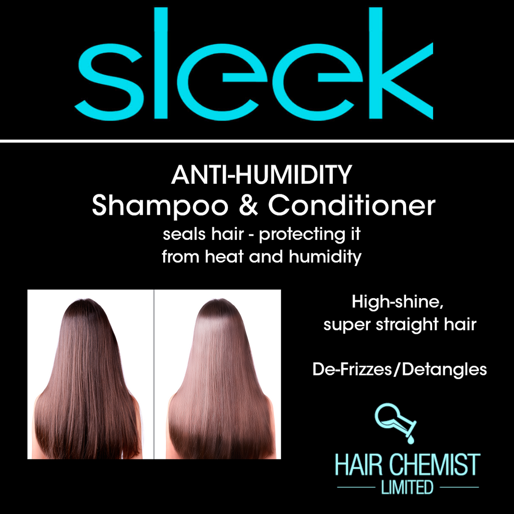 Hair Chemist Sleek Anti-Humidity Shampoo 8oz, Conditioner 8oz & Shine Coat 8oz 3-PC SET - Frizzy Hair Shampoo and  Anti-Frizz Treatment Collection for Silky Hair & Super Straight Hair