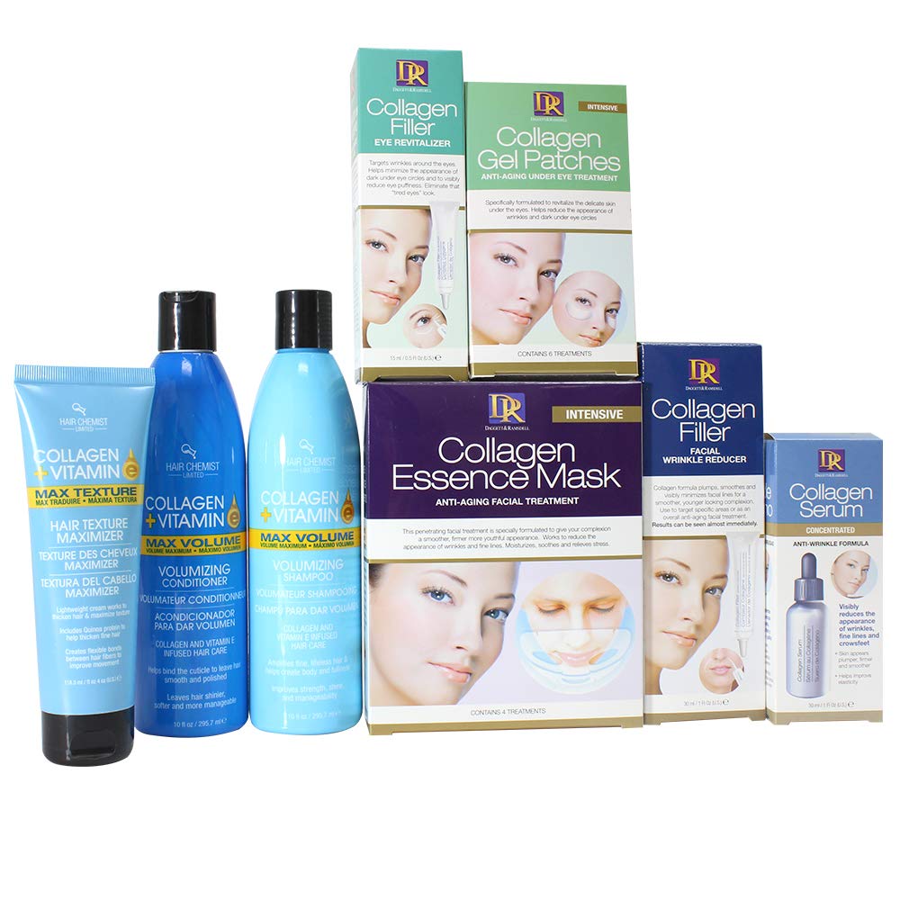 Hair Chemist Ultimate Collagen Collection for Face Eyes and Hair 8-Piece Set