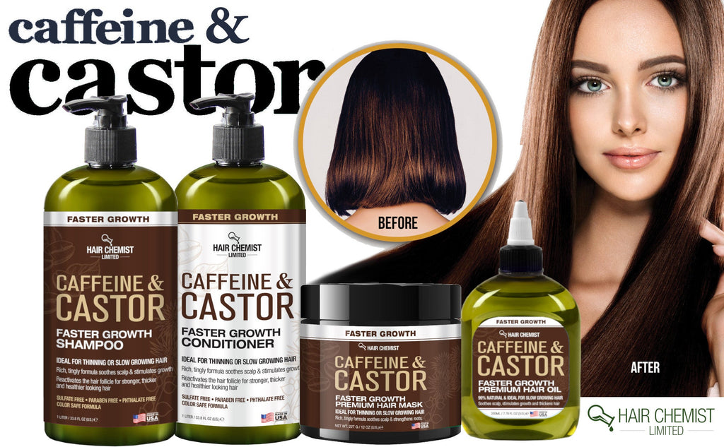 Hair Chemist Caffeine and Castor Faster Growth Shampoo & Conditioner 33.8 oz. 2-PC Boxed Gift Set