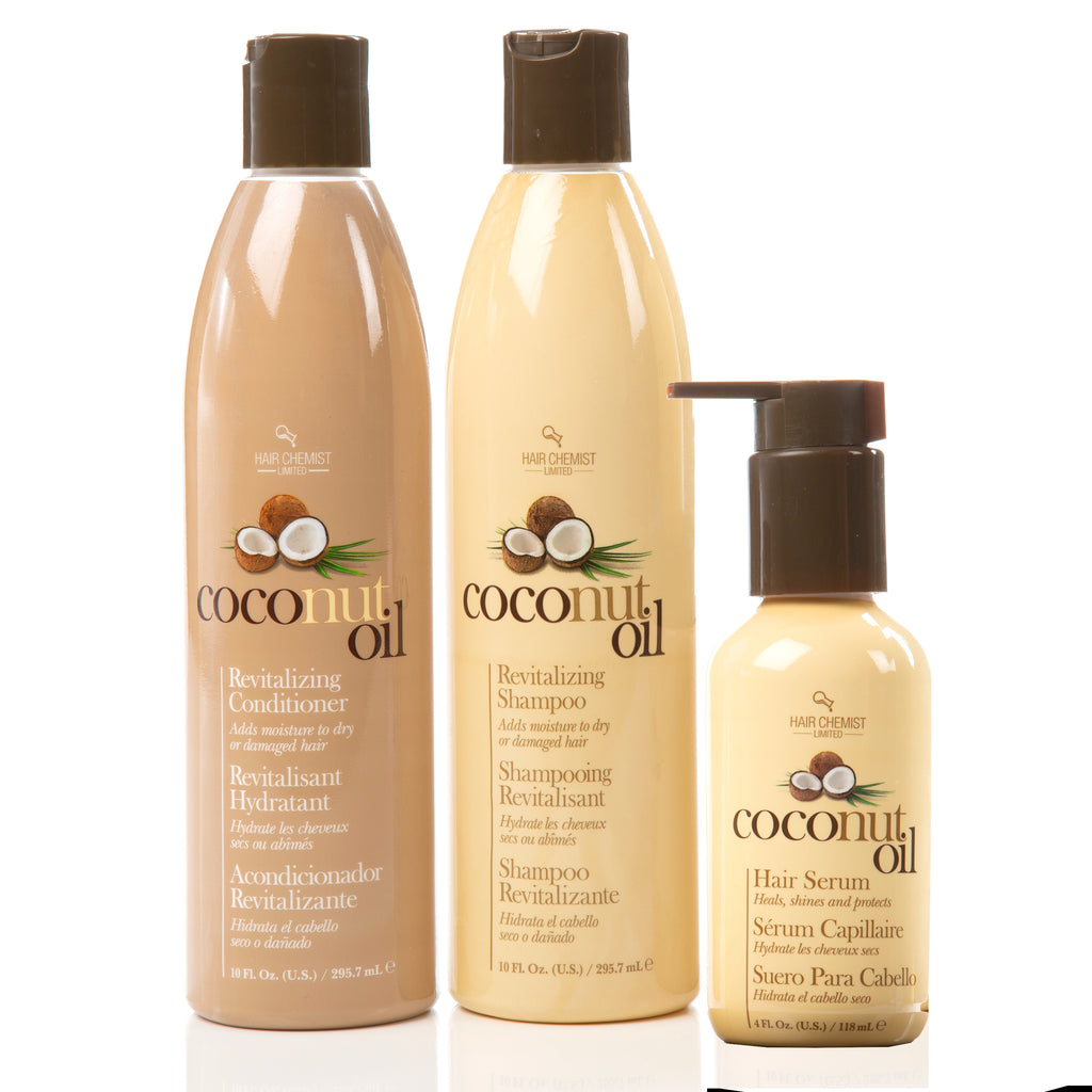Hair Chemist Coconut Oil Shampoo, Conditioner & Hair Serum 3-PC Set
