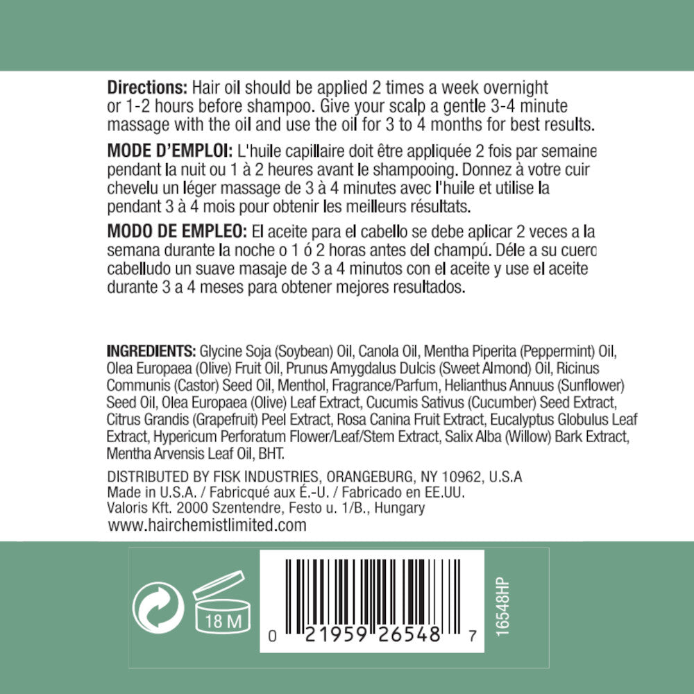 Hair Chemist Soothing Scalp Care Peppermint Hair Oil 7.1 oz.