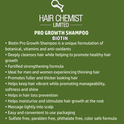 Hair Chemist Biotin Pro-Growth Shampoo & Conditioner Set - Includes 33.8oz Shampoo & 33.8oz Conditioner