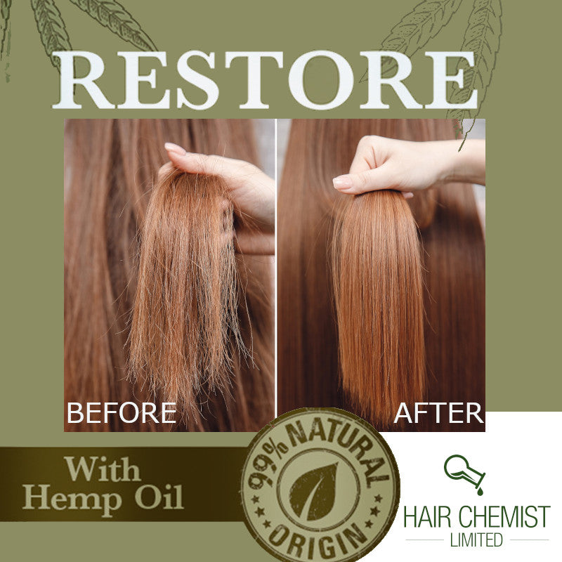 garlic and hemp seed oil hair mask application before after